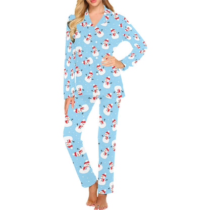 Snowman Print Design LKS305 Women's Long Pajama Set
