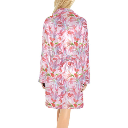 Amaryllis Pattern Print Design 02 Women's Fleece Robe