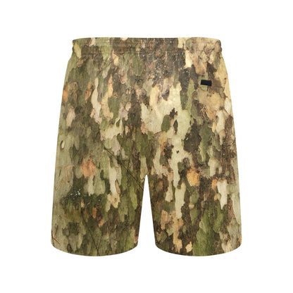 Camo Realistic Tree Texture Print Men's Swim Trunks Beach Shorts