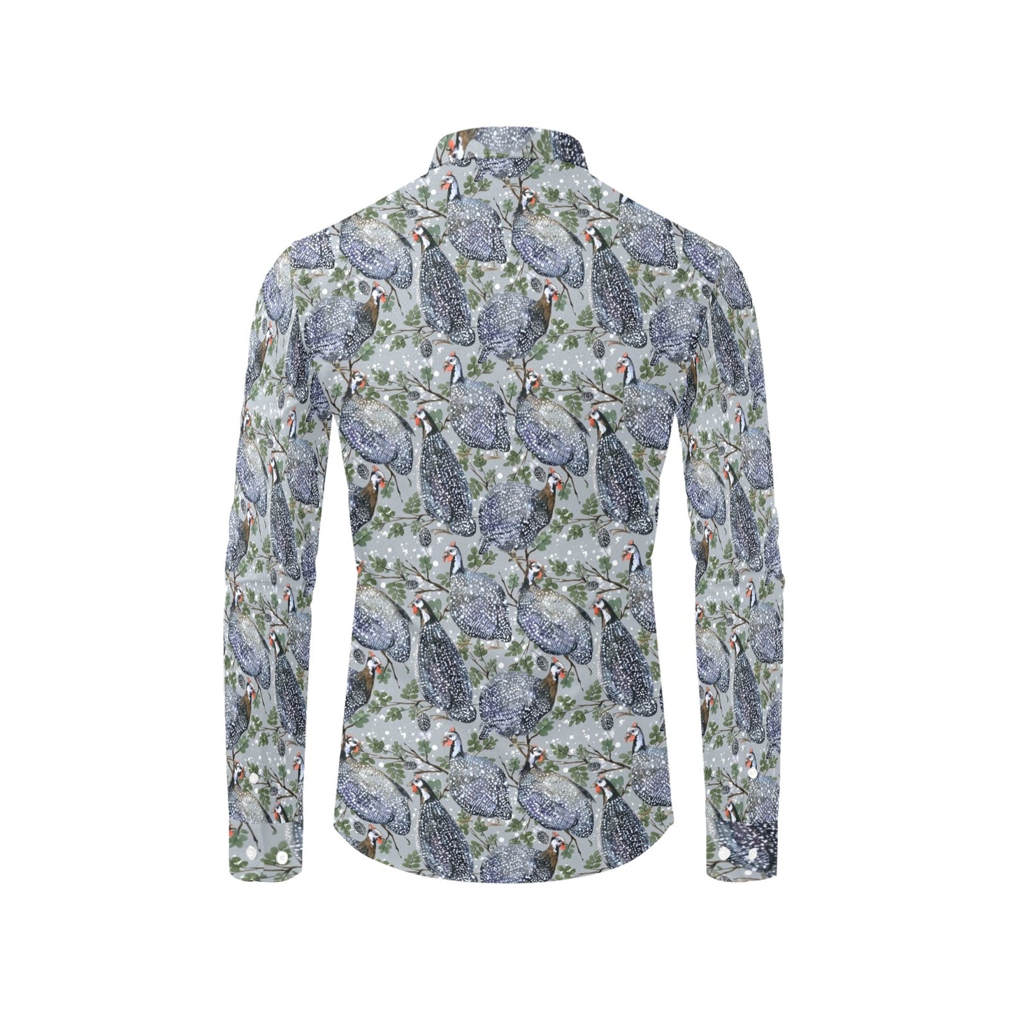 Guinea Fowl Print Design LKS402 Men's Long Sleeve Dress Shirt