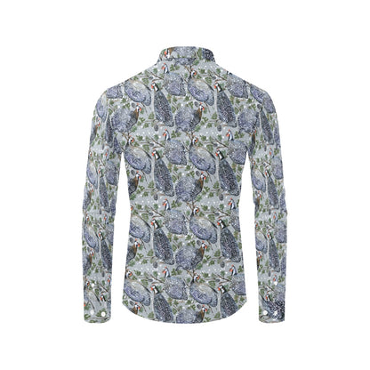 Guinea Fowl Print Design LKS402 Men's Long Sleeve Dress Shirt
