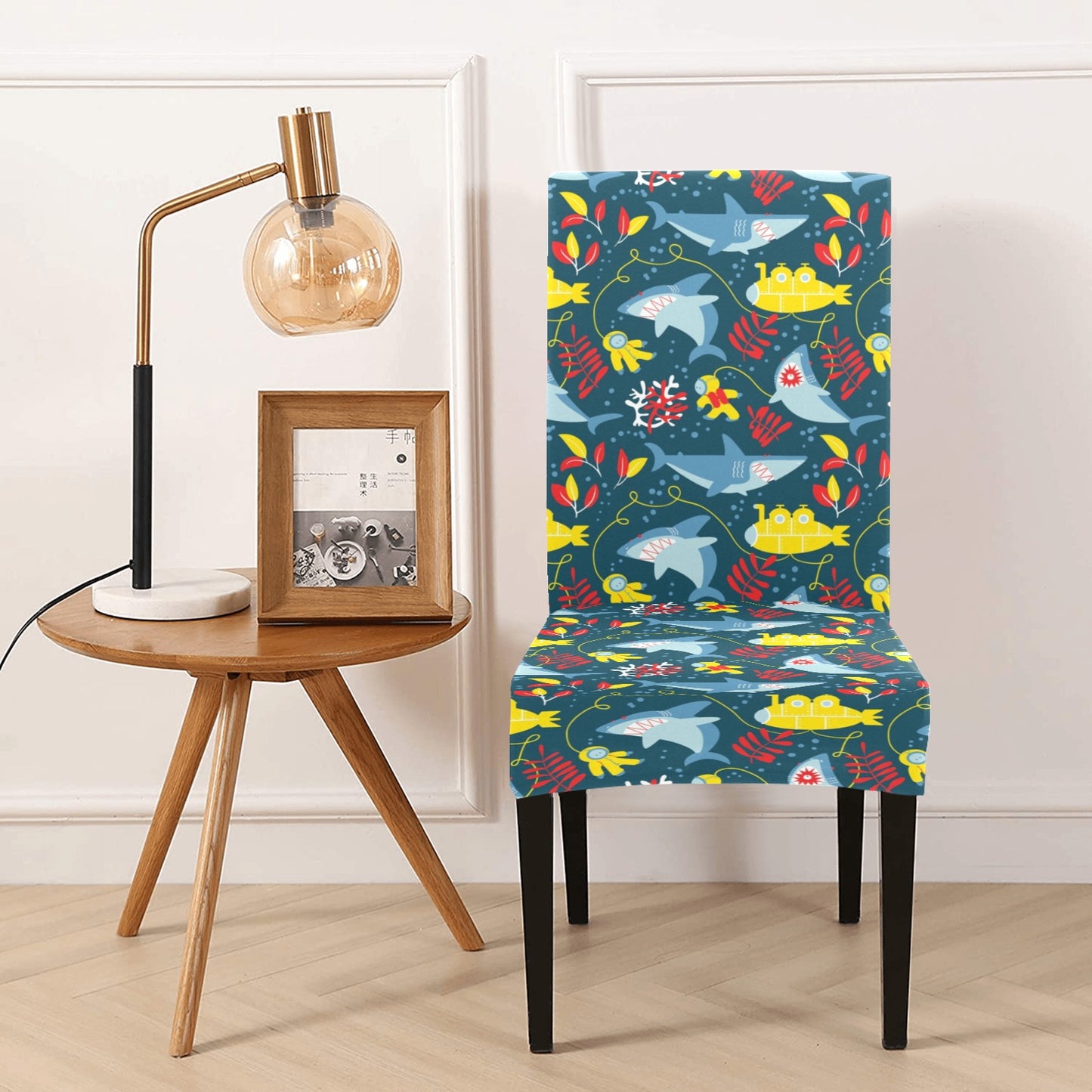 Scuba With Sharks Print Design LKS303 Dining Chair Slipcover
