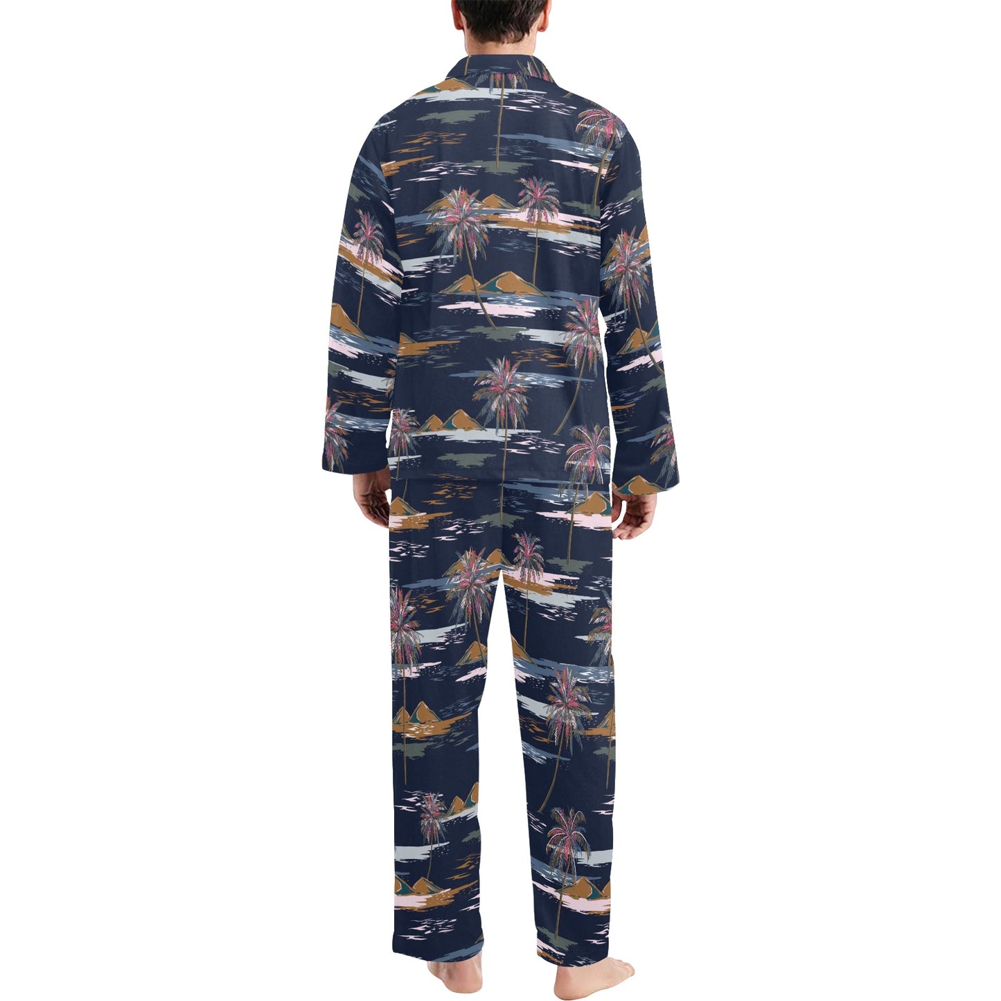 Pacific island Pattern Print Design A06 Men's Long Pajama Set