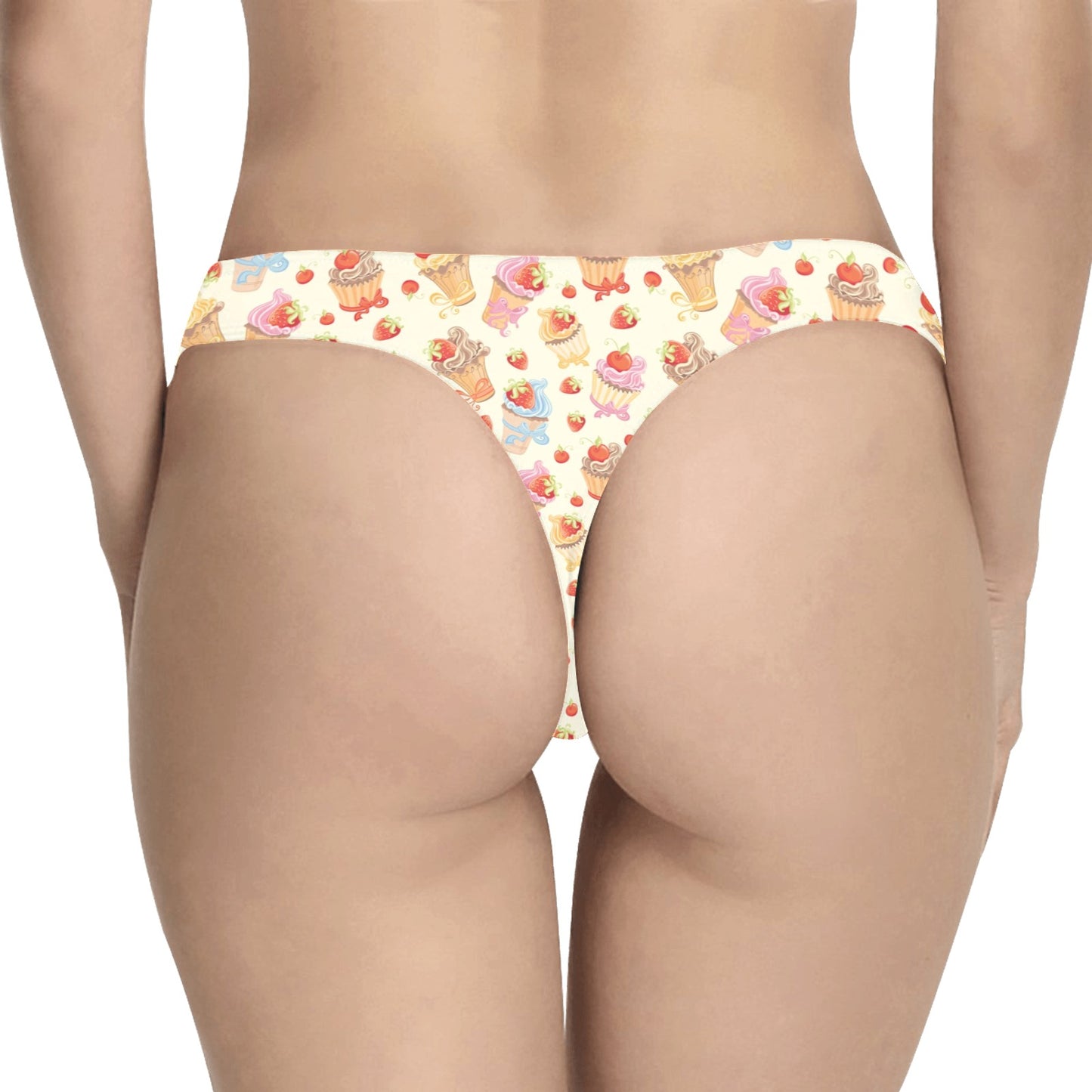 Cupcakes Strawberry Cherry Print Women's Thongs
