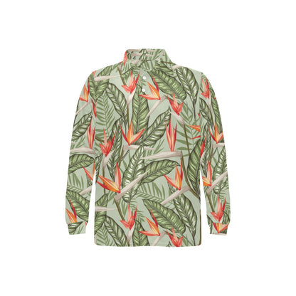 Bird Of Paradise Pattern Print Design BOP08 Long Sleeve Polo Shirt For Men's