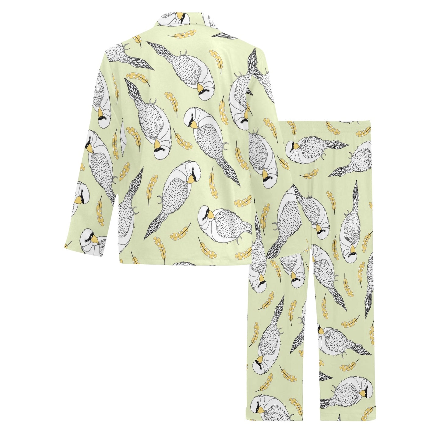 Parakeet Pattern Print Design A03 Men's Long Pajama Set