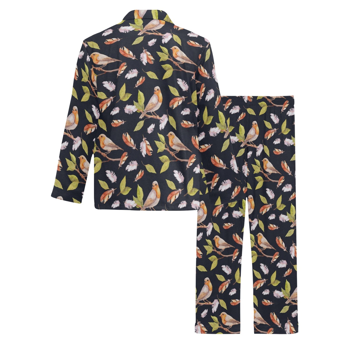 Birds Pattern Print Design 02 Men's Long Pajama Set