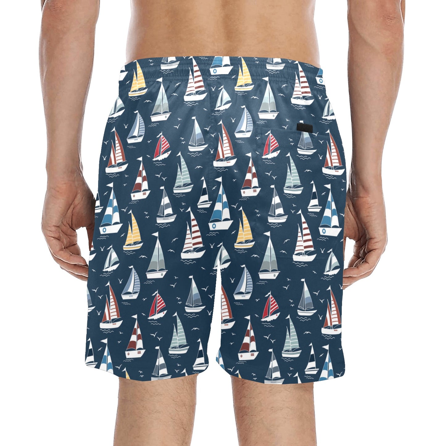 Sailboat Print Design LKS306 Men's Swim Trunks Beach Shorts