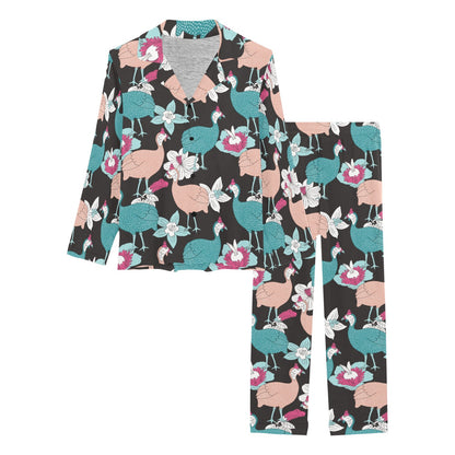 Guinea Fowl Pattern Print Design 03 Women's Long Pajama Set
