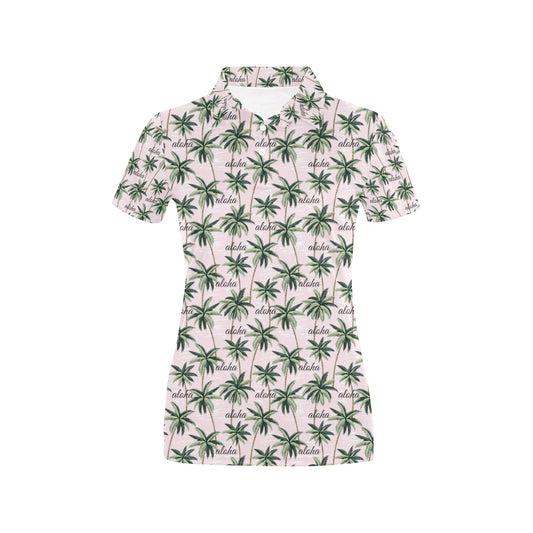 Aloha Beach Pattern Design Themed Print Women's Polo Shirt