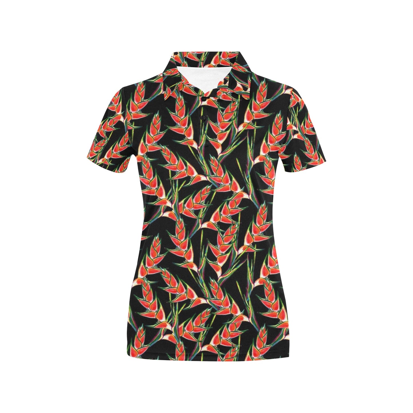 Heliconia Pattern Print Design HL010 Women's Polo Shirt