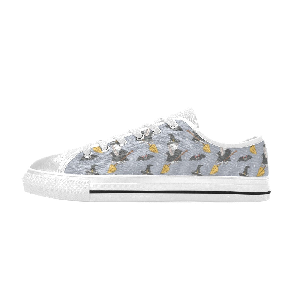 Witch Print Design LKS307 Women's White Low Top Shoes