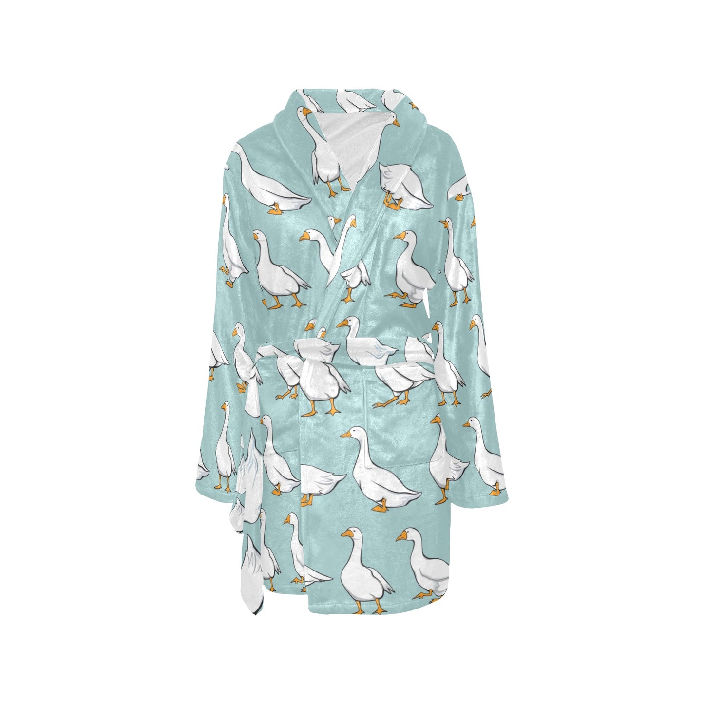 Goose Pattern Print Design 02 Women's Fleece Robe