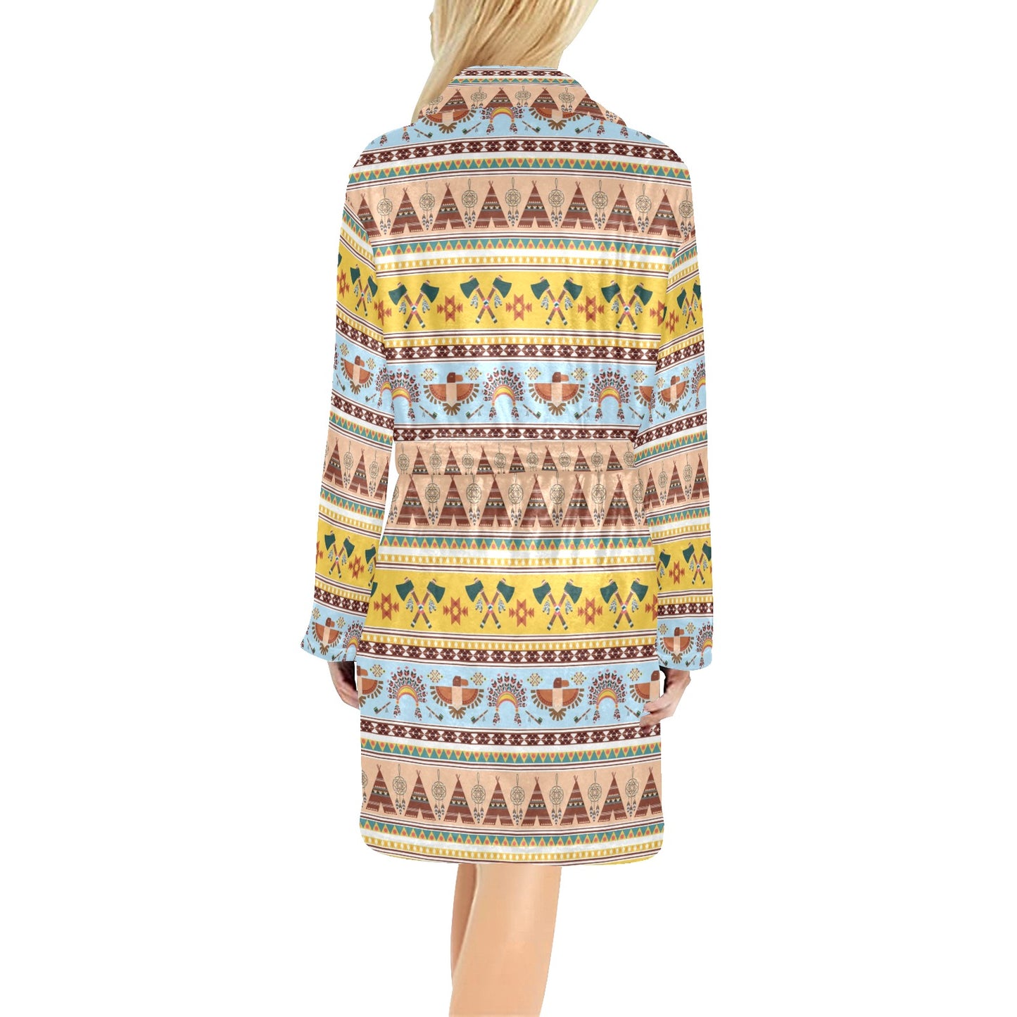 Native American Pattern Design Print Women's Fleece Robe