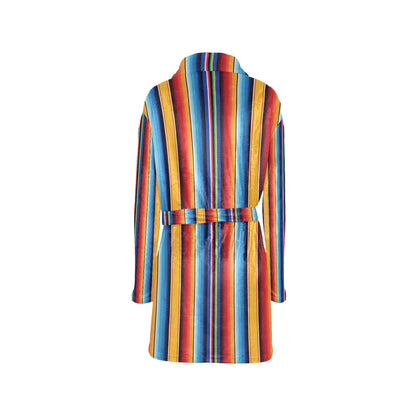 Mexican Blanket Stripe Print Pattern Women's Fleece Robe
