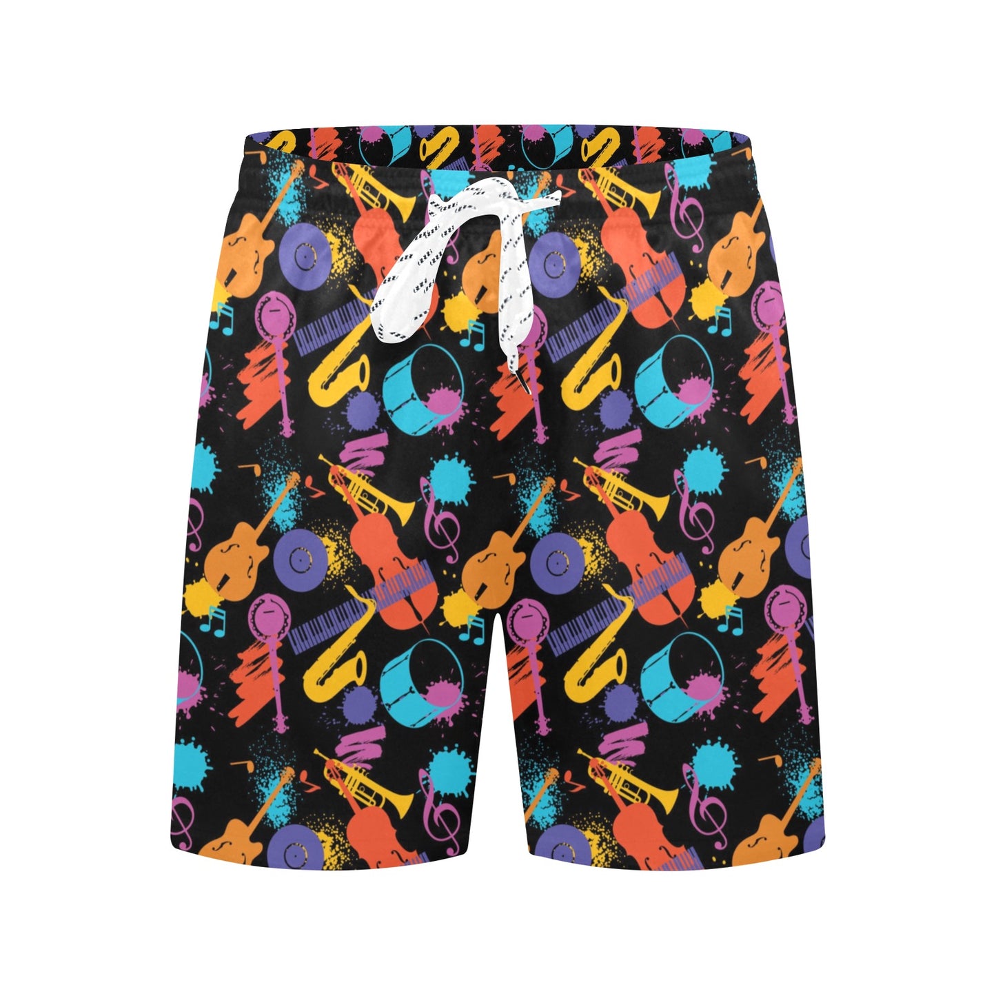 Saxophone Print Design LKS406 Men's Swim Trunks Beach Shorts