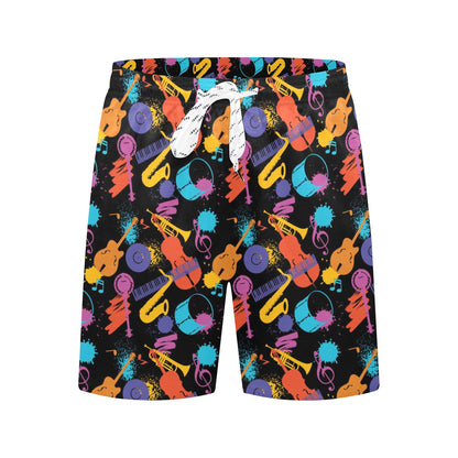 Saxophone Print Design LKS406 Men's Swim Trunks Beach Shorts