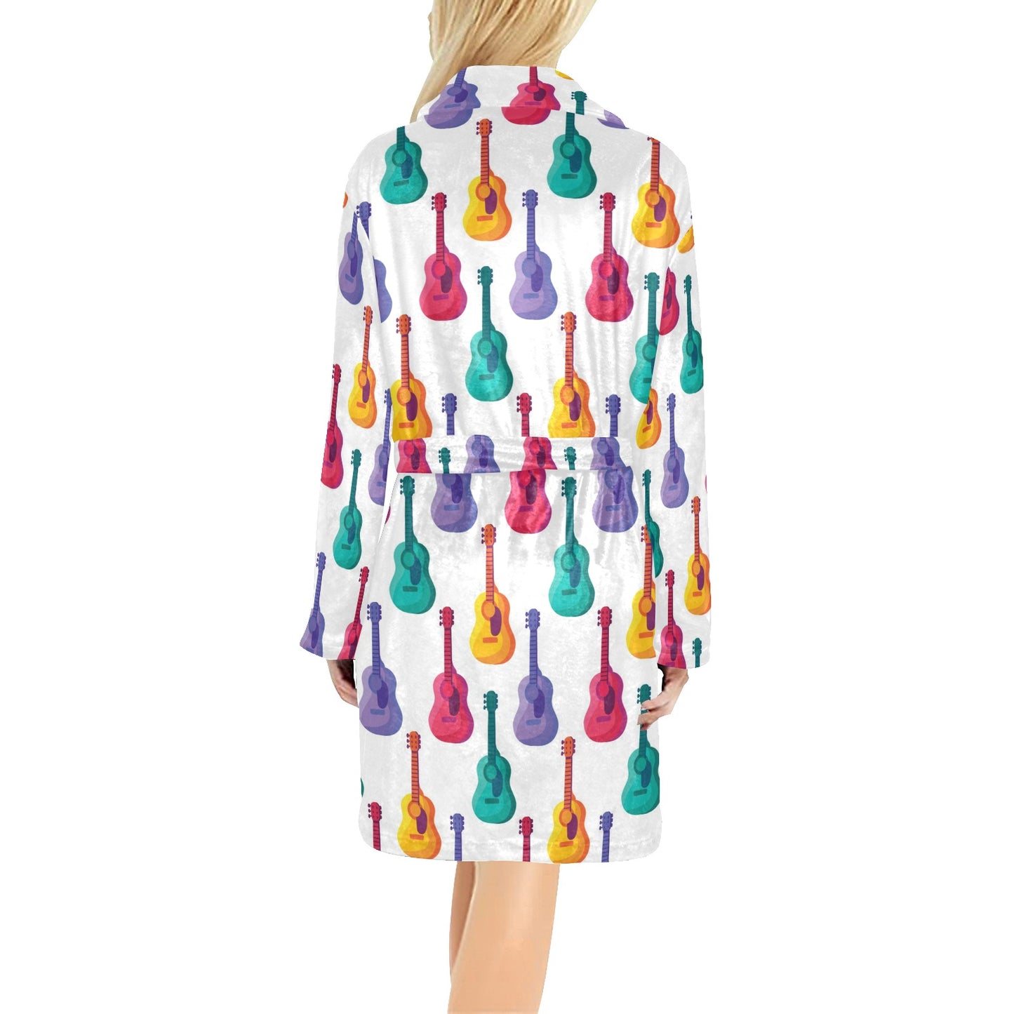 Acoustic Guitar Print Design LKS406 Women's Fleece Robe