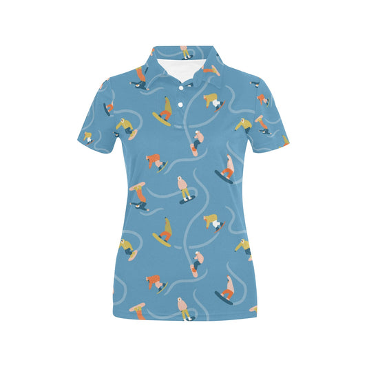 Snowboard Print Design LKS303 Women's Polo Shirt