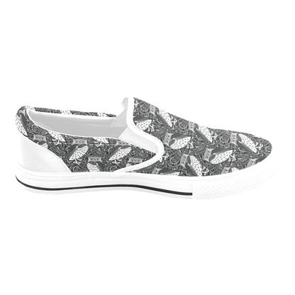 Tribal Pattern Print Design LKS308 White Slip Ons Canvas Women's Shoes