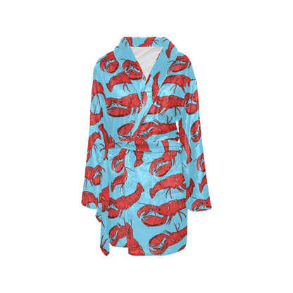 Lobster Red Pattern Print Design 03 Women's Fleece Robe