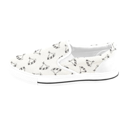 Skydiver Print Design LKS301 White Slip Ons Canvas Women's Shoes