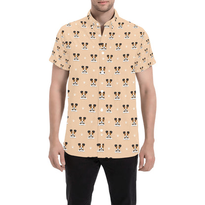 Russell Terriers Print Design LKS3011 Men Short Sleeve Button Up Shirt