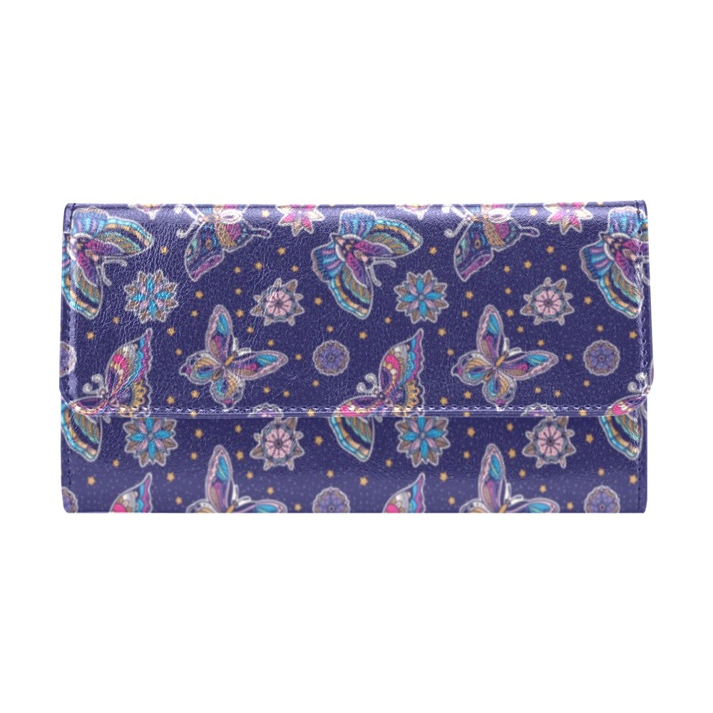 Butterfly Print Design LKS303 Women's Trifold Wallet