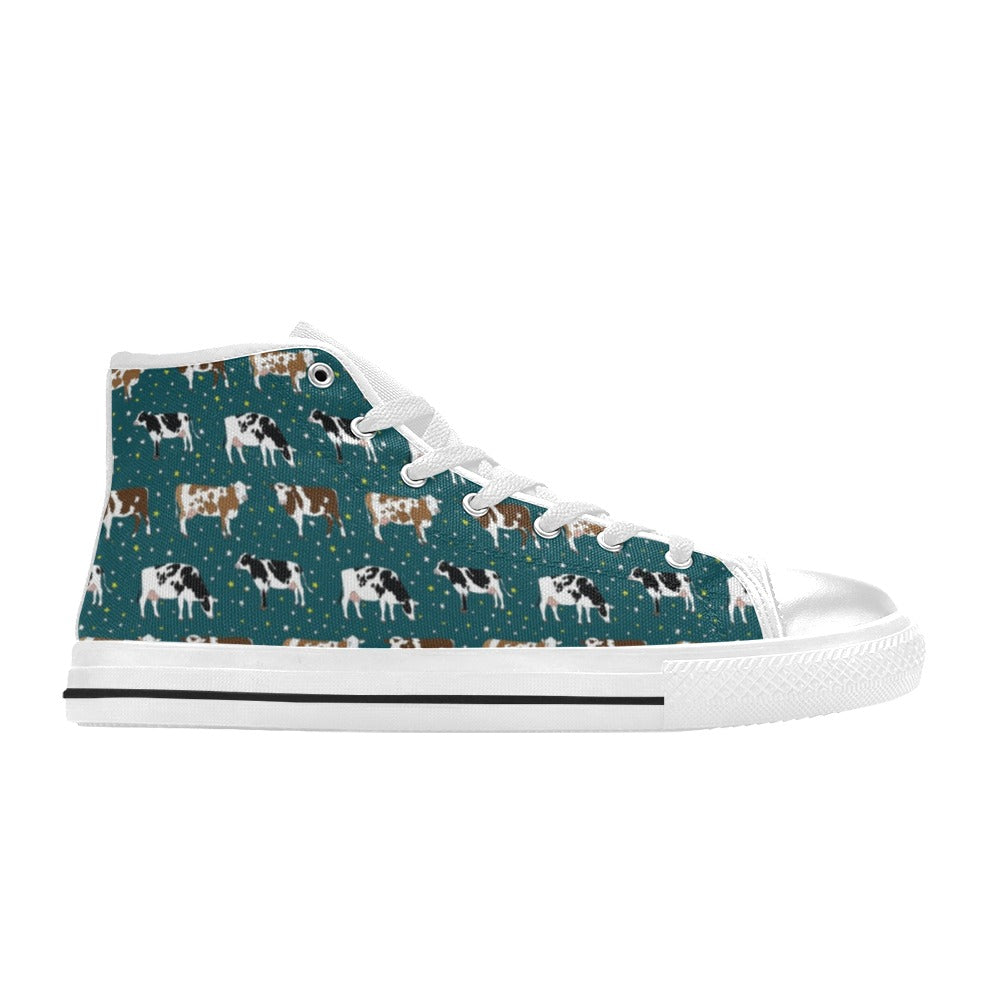 Cattle Print Design LKS404 Men's High Top Canvas Shoes
