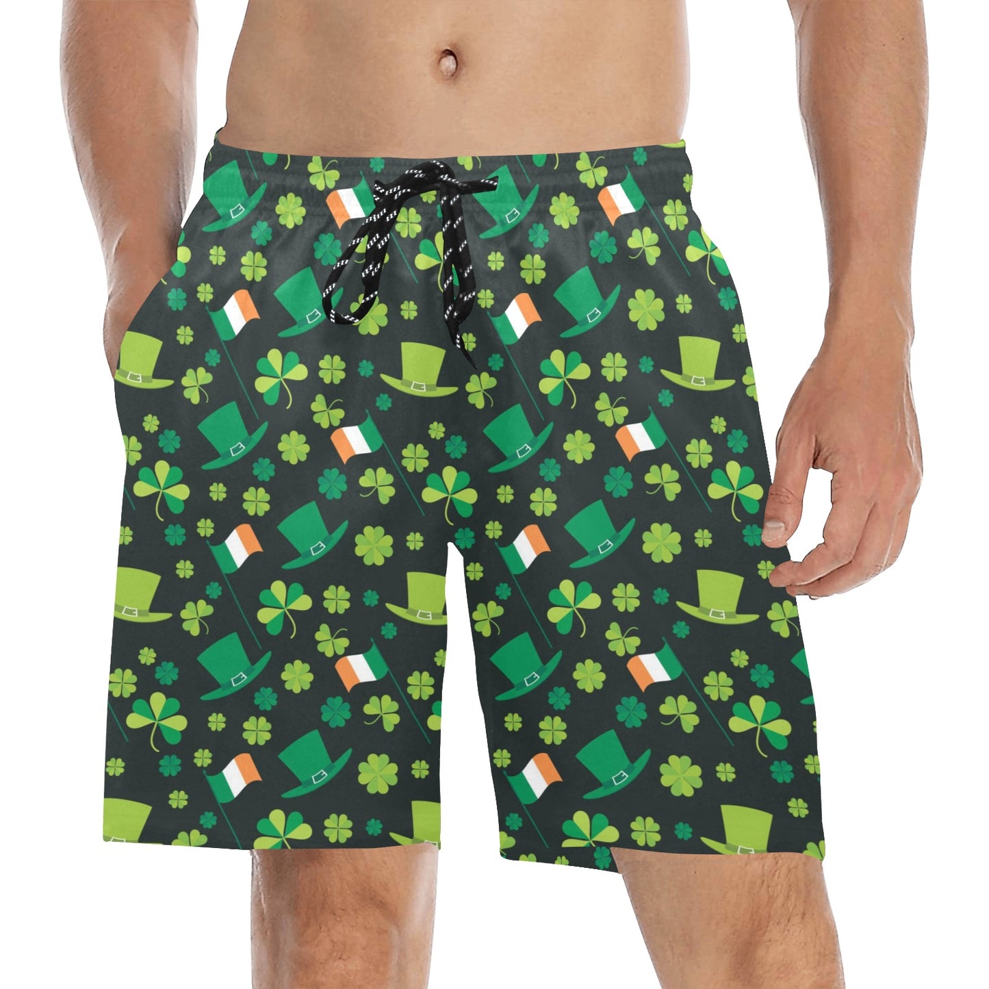 Shamrock Saint Patrick's Day Print Design LKS304 Men's Swim Trunks Beach Shorts