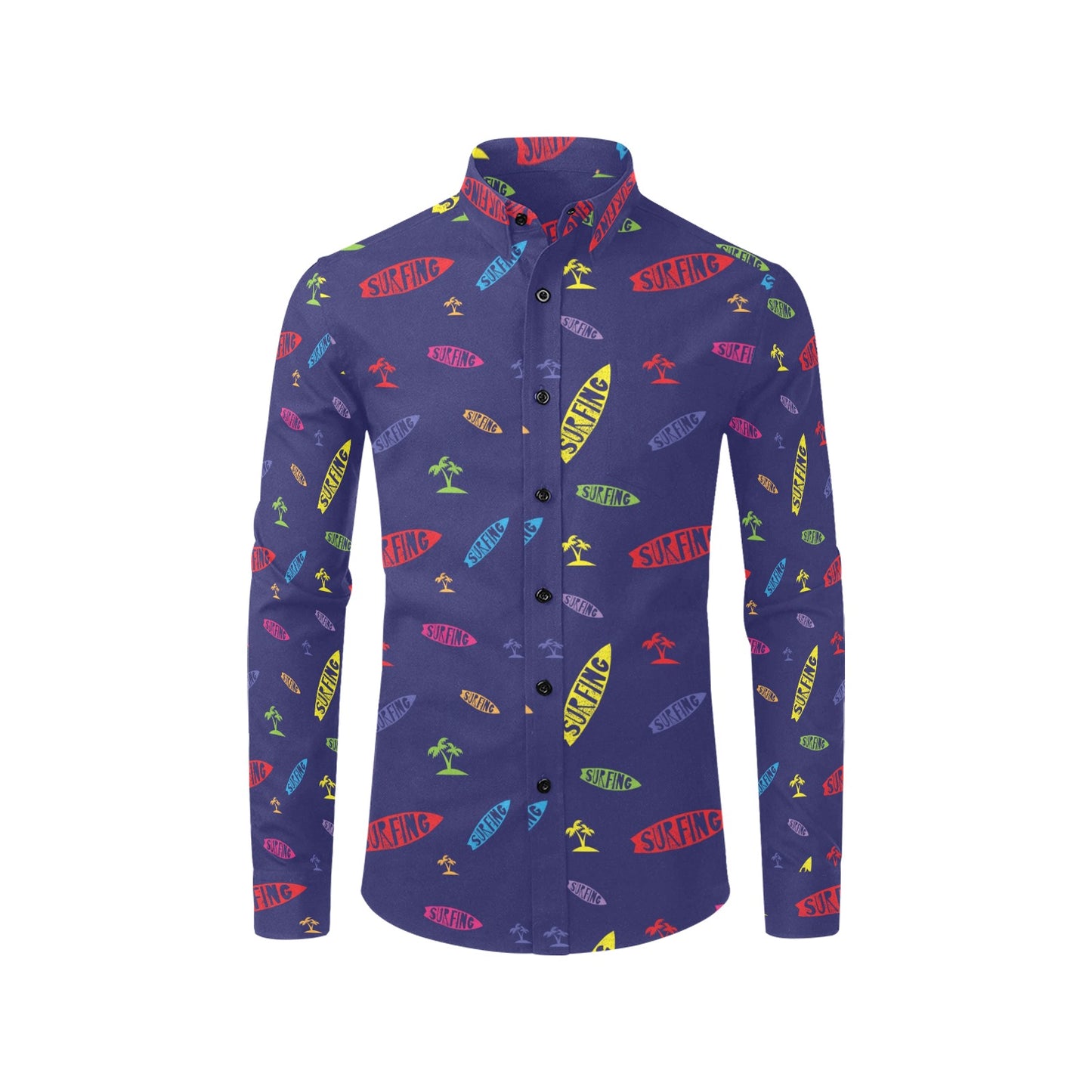 Surfboard Print Design LKS305 Men's Long Sleeve Dress Shirt