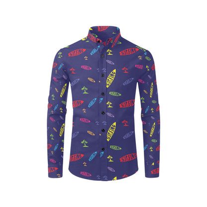 Surfboard Print Design LKS305 Men's Long Sleeve Dress Shirt