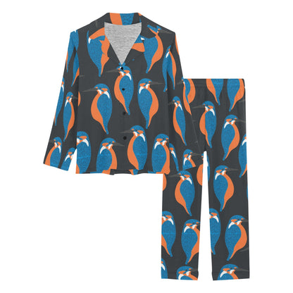 Kingfisher Pattern Print Design 03 Women's Long Pajama Set