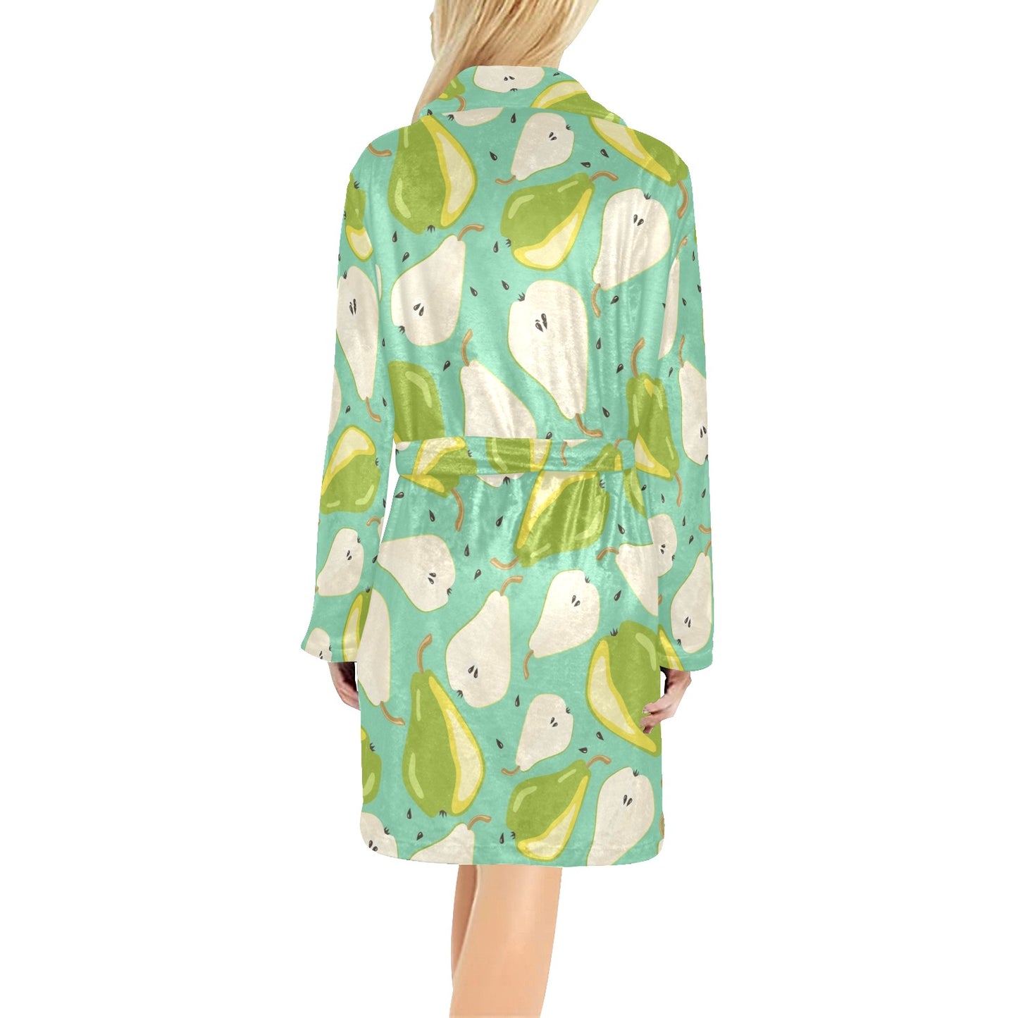 Pear Pattern Print Design PE04 Women's Fleece Robe