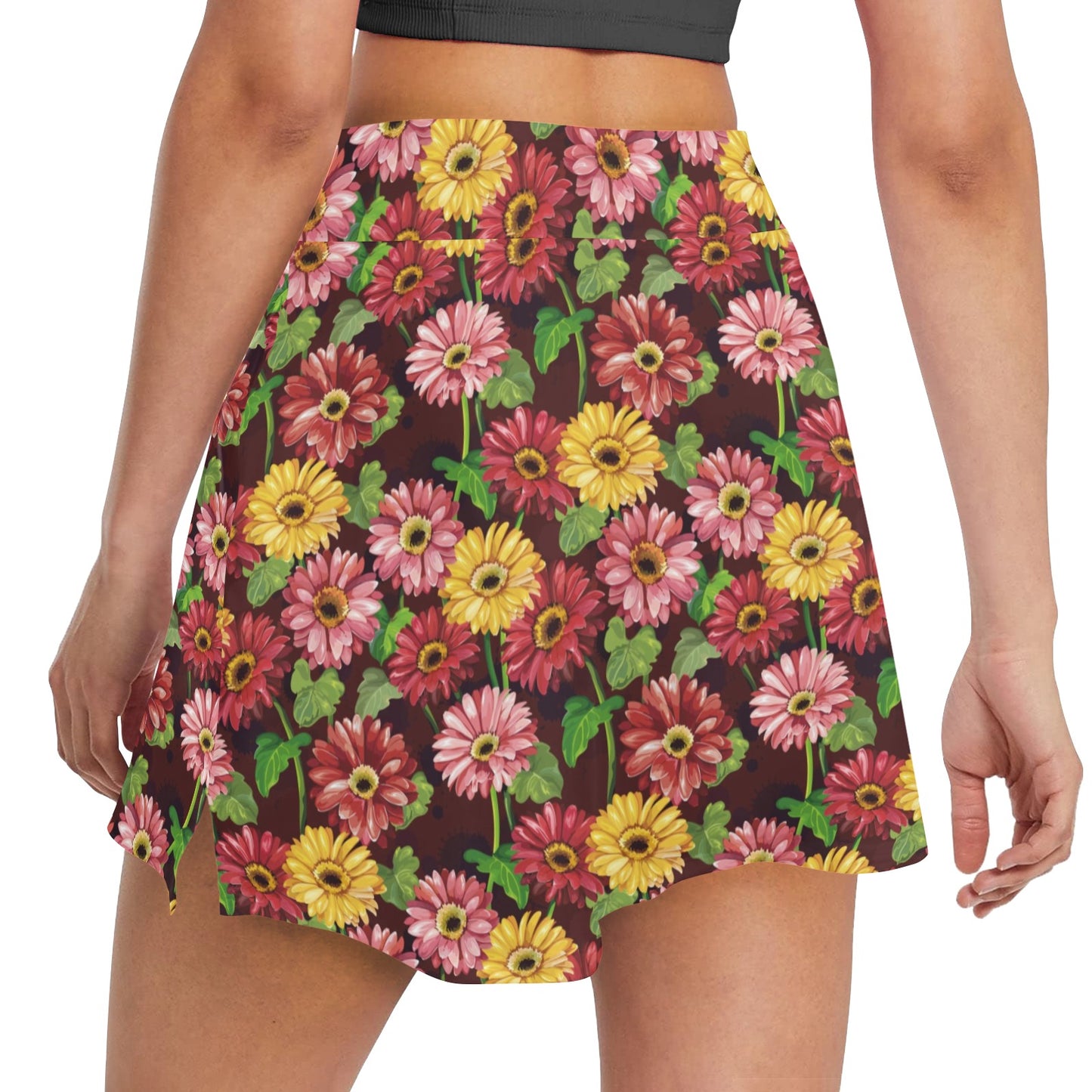 Daisy Gerbera Print Pattern 17" Golf & Pickleball Skort with Pockets