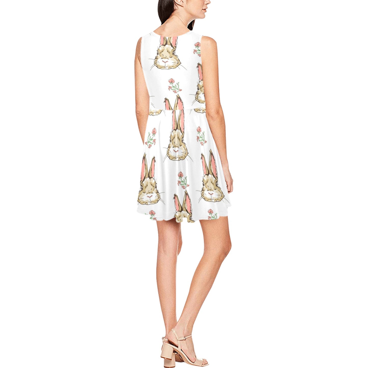 Rabbit Pattern Print Design RB09 Sleeveless Dress
