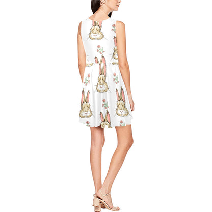 Rabbit Pattern Print Design RB09 Sleeveless Dress