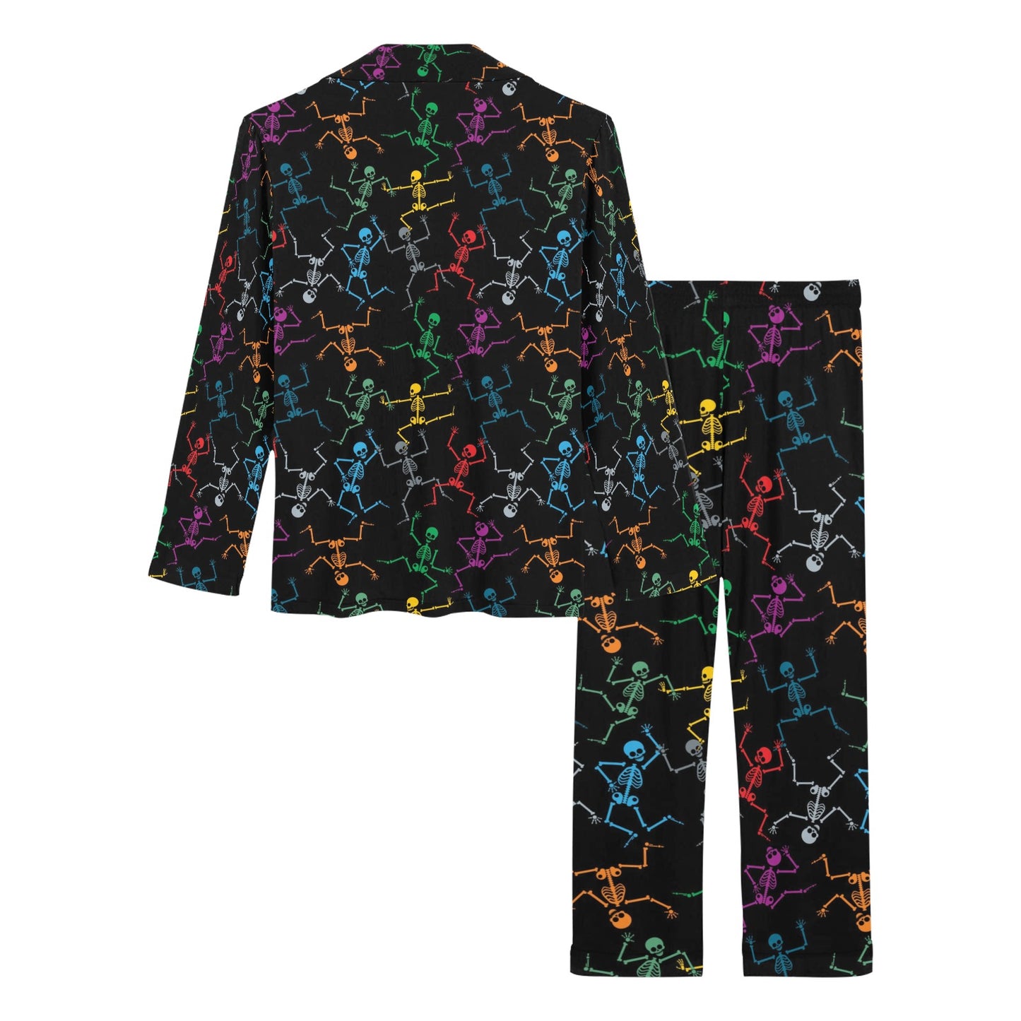 Skeleton Colorful Print Design LKS302 Women's Long Pajama Set