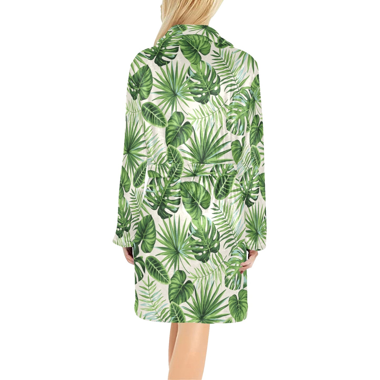 Palm Leaf Pattern Print Design A01 Women's Fleece Robe