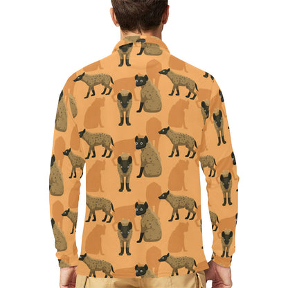 Hyena Pattern Print Design 01 Long Sleeve Polo Shirt For Men's