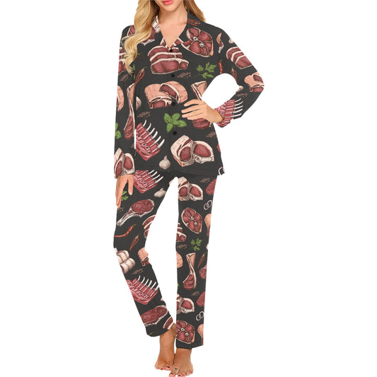 Meat Pattern Print Design 02 Women's Long Pajama Set