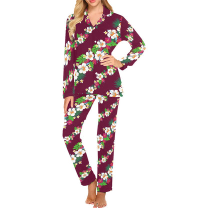 Hawaiian Themed Pattern Print Design H06 Women's Long Pajama Set
