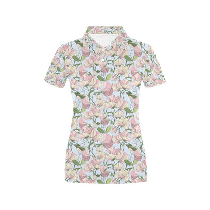 Sweet Pea Print Design LKS304 Women's Polo Shirt