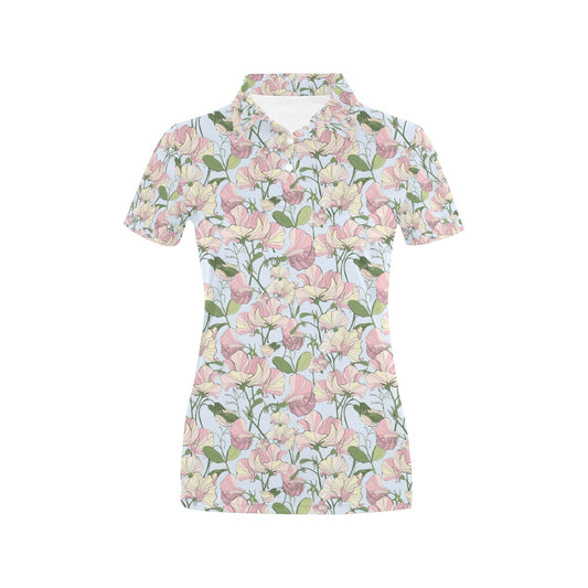 Sweet Pea Print Design LKS304 Women's Polo Shirt