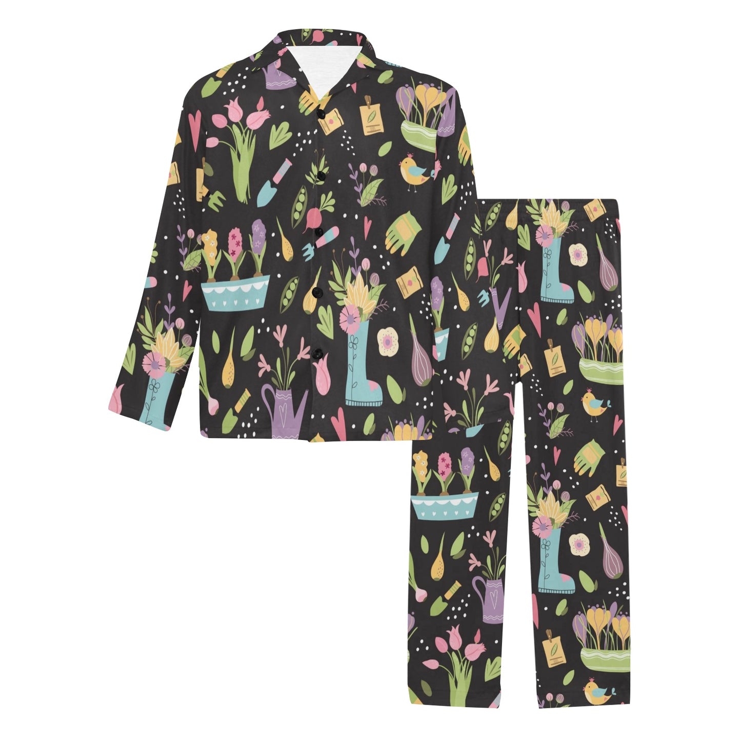 Gardening Pattern Print Design G03 Men's Long Pajama Set