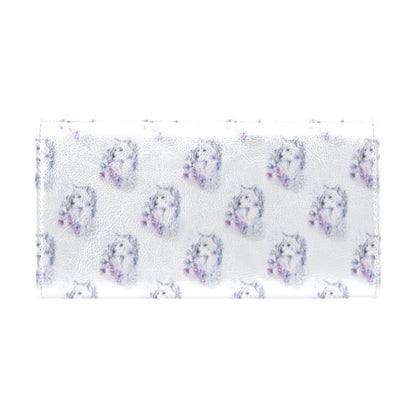 Wolf with Flower Print Design Women's Trifold Wallet