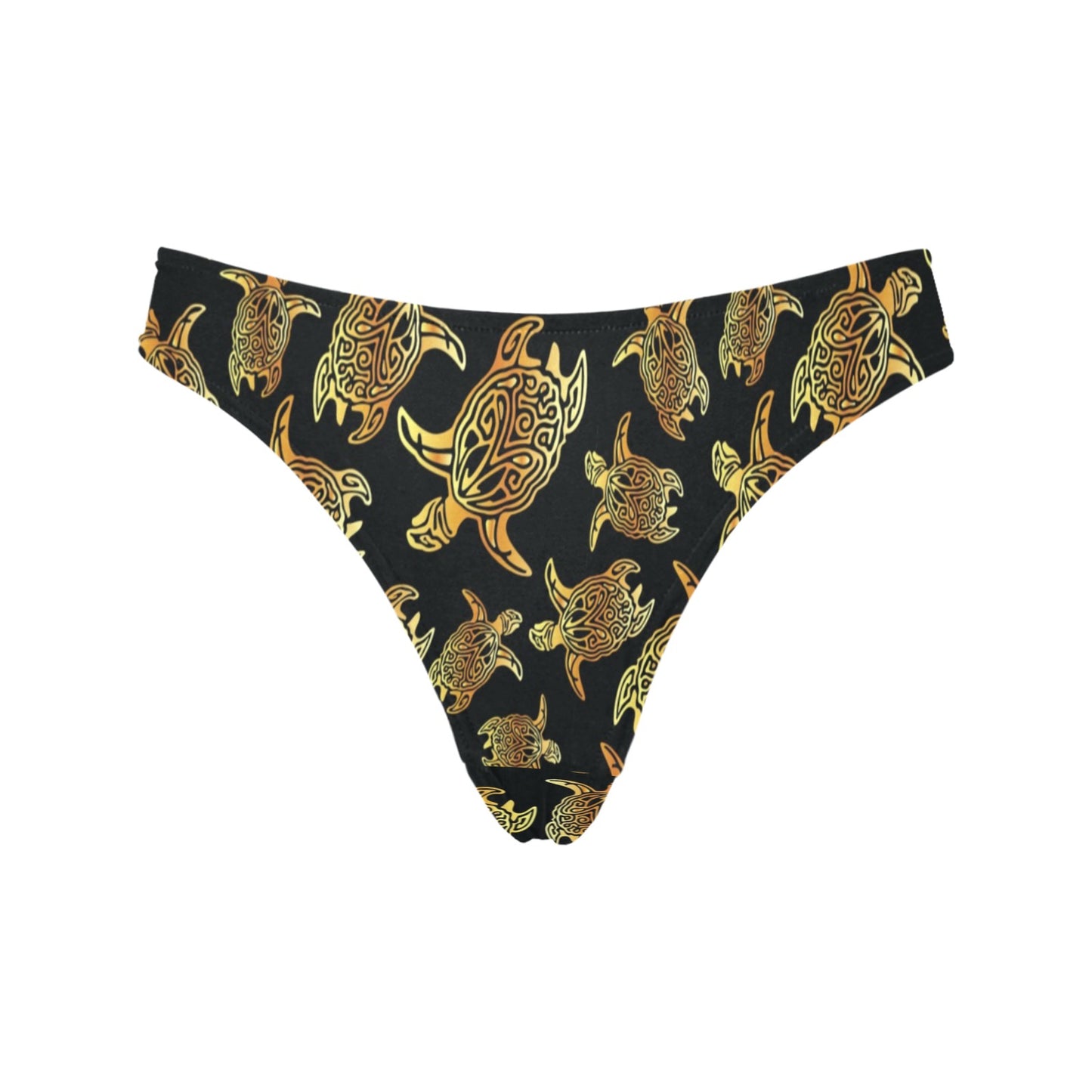 Gold Tribal Turtle Polynesian Themed Women's Thongs