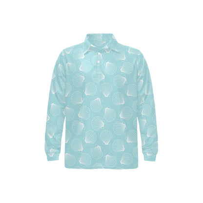 Seashell Print Design LKS3010 Long Sleeve Polo Shirt For Men's