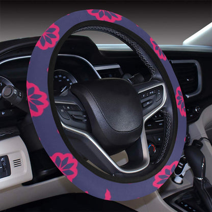 Water Lily Print Design LKS301 Steering Wheel Cover with Elastic Edge