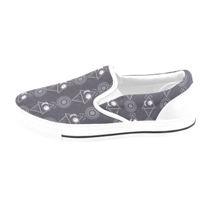 Sun Moon Print Design LKS309 White Slip Ons Canvas Women's Shoes